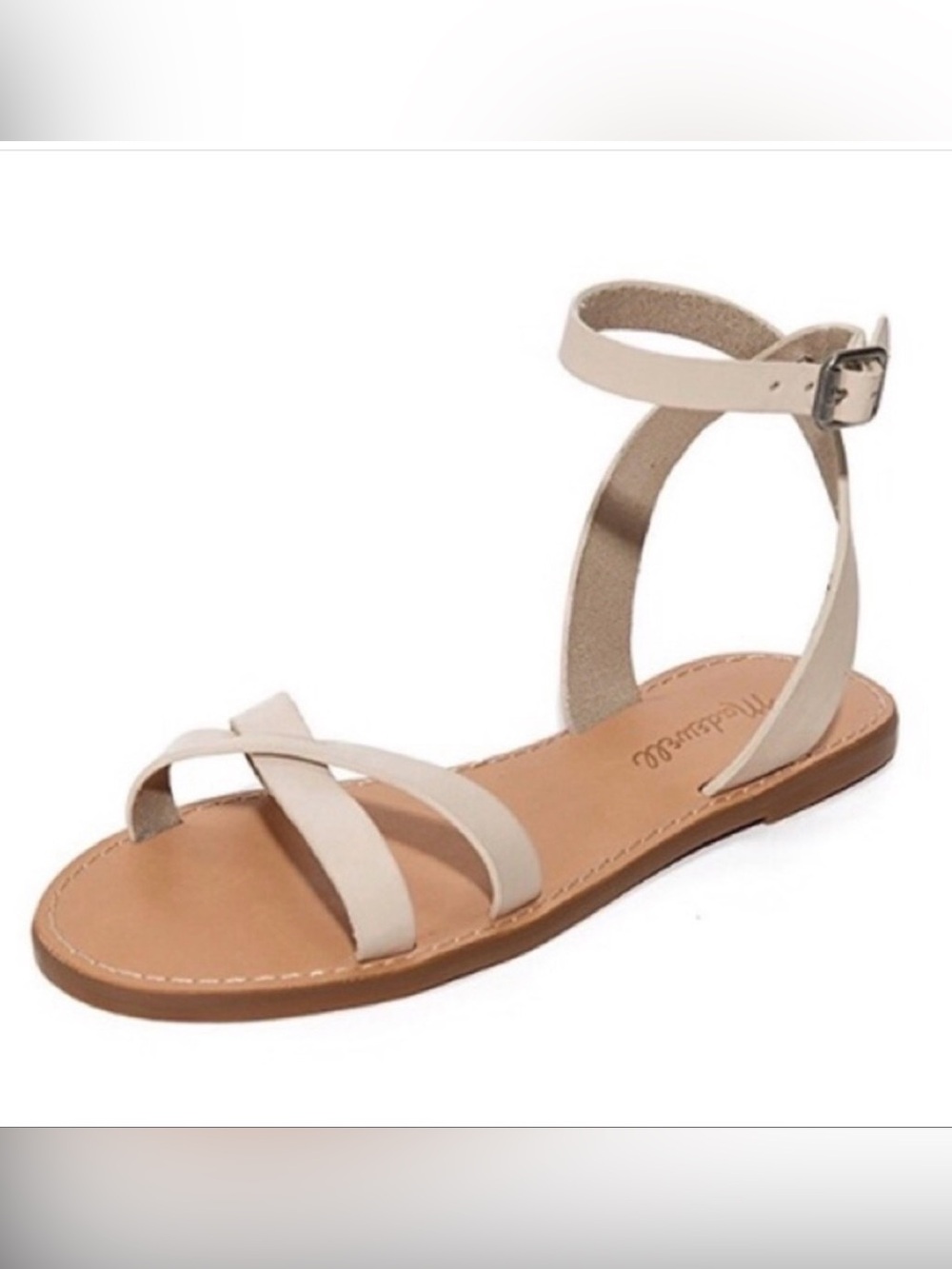 Madewell Women's White Ankle-Strap Leather Sandals